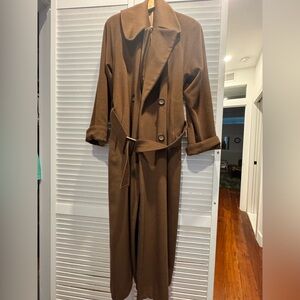 VTG wool cashmere angora chocolate brown trench